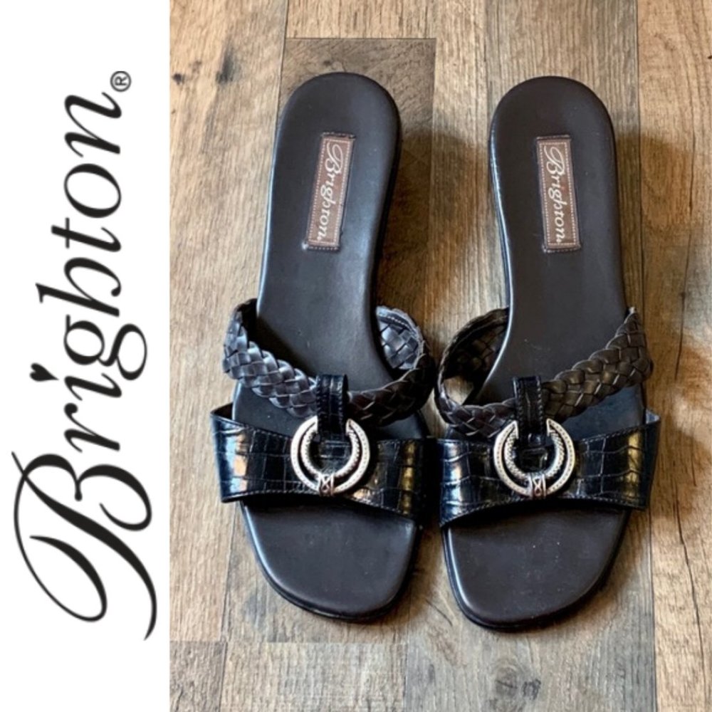 Brighton Leather Rafael Slip On Sandals Size 9M